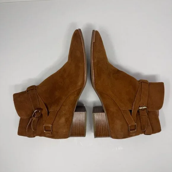Jeffrey Campbell x Free People Tan Brown Suede Ankle Boots Gold Buckle Size 9 - Picture 5 of 7